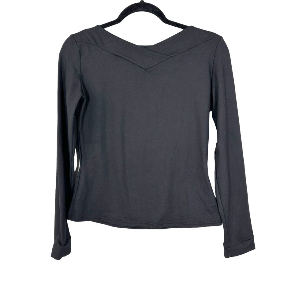 Capezio V Neck Long Sleeve Skatewear Black Top Women's Size Large NEW with Tags